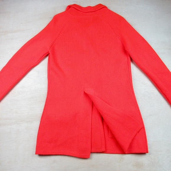 Vintage Mid Century 1960's Orange Crush Cardigan Tunic Sweater, Wool S, M - Picture 2 of 7